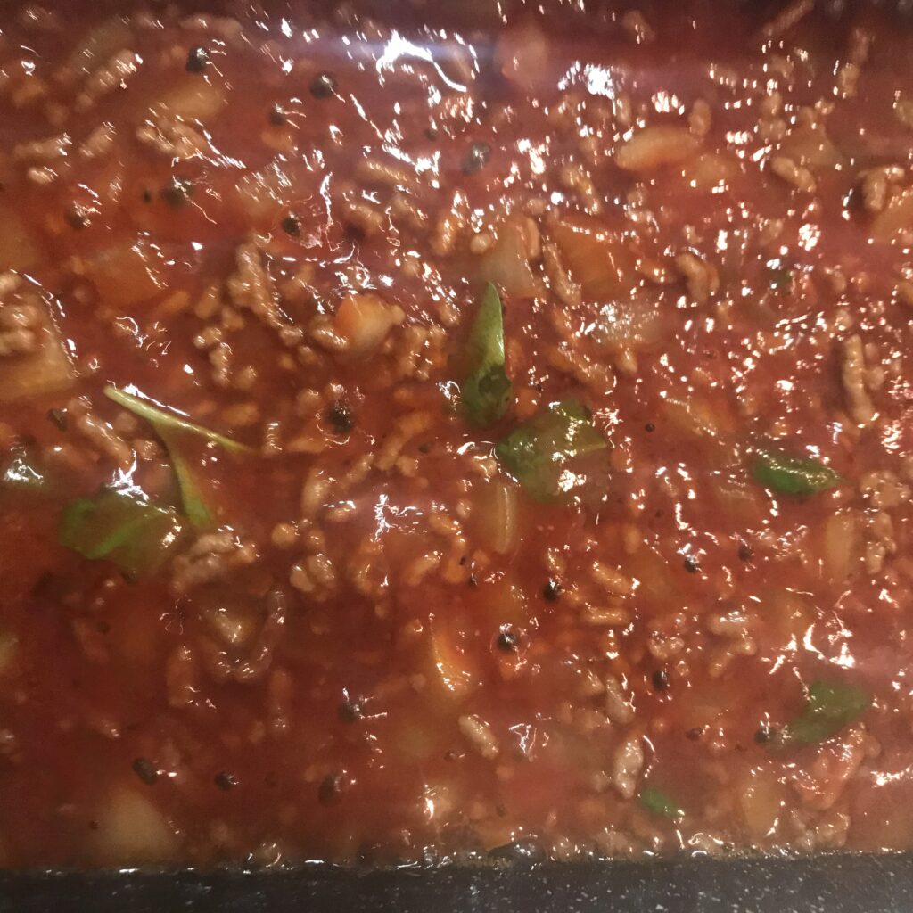 ミートソースが出来上がった写真。