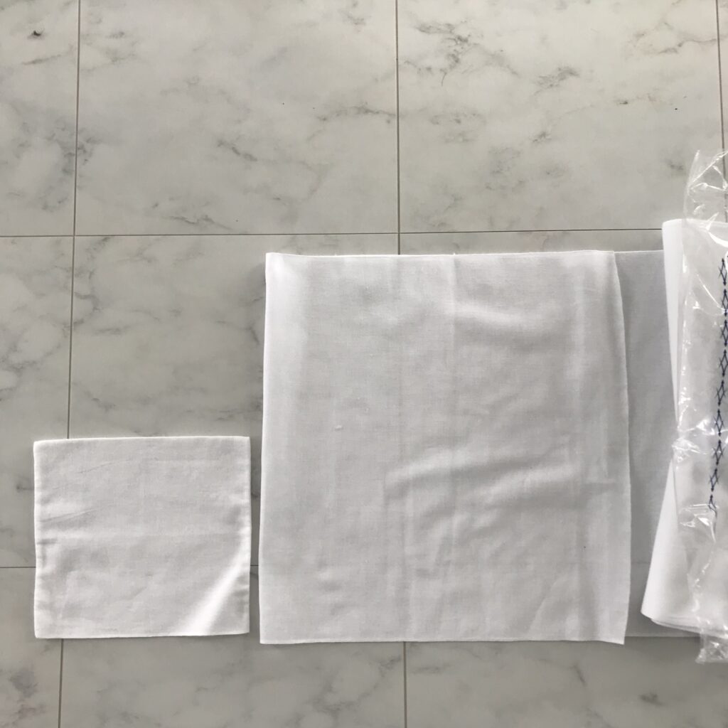 さらしで作る小さいふきんと大きいふきんの画像