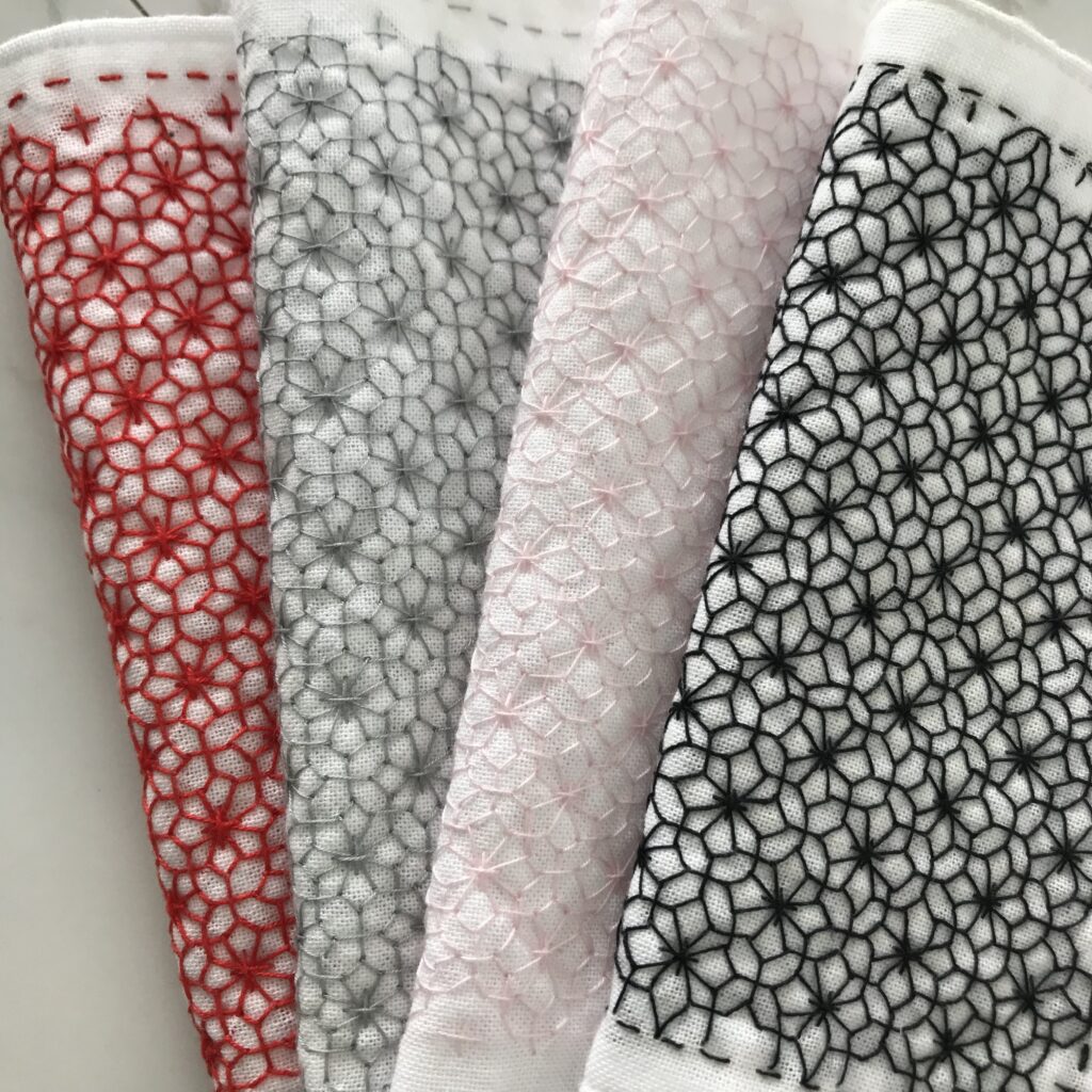 変わり十字花刺しの花ふきん画像