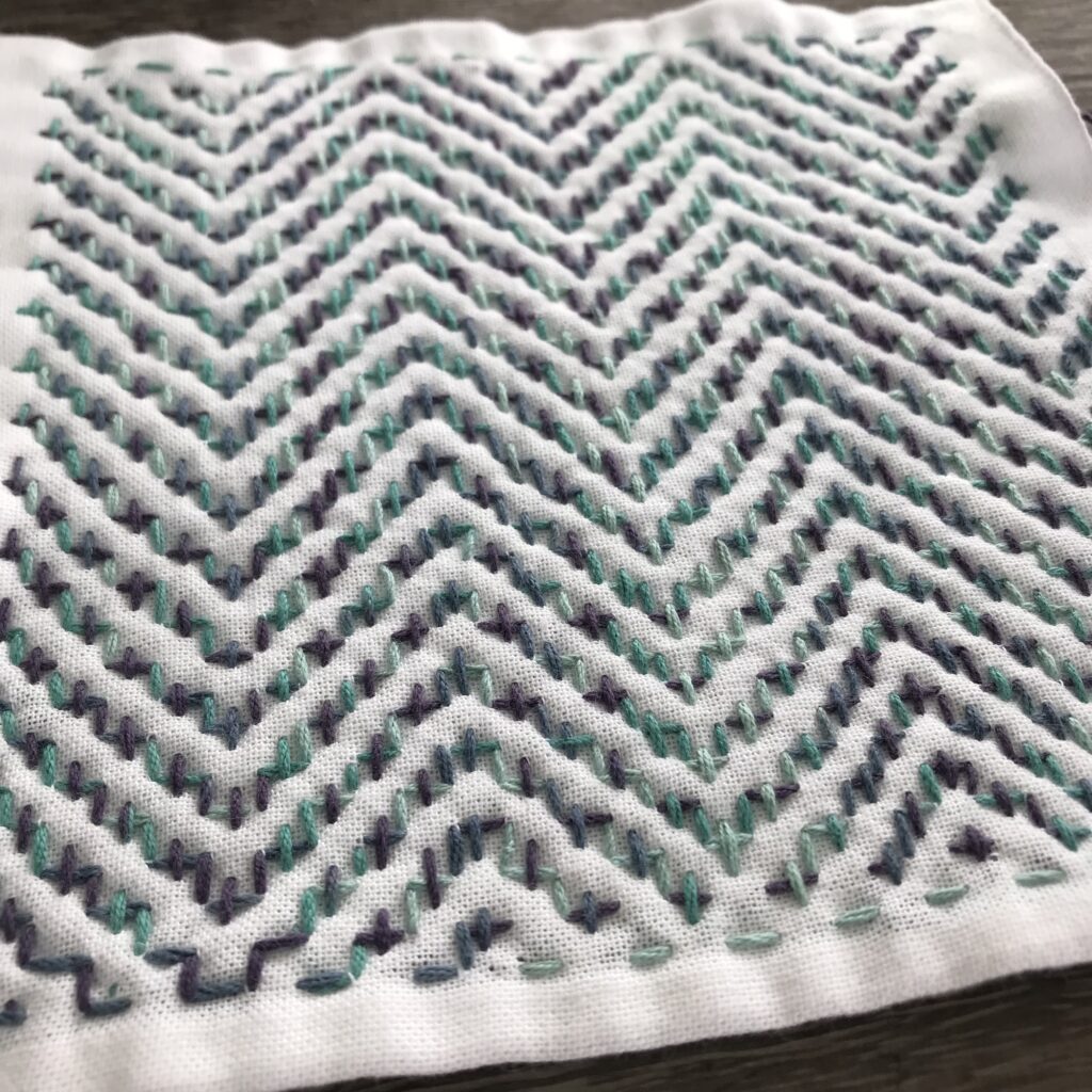 変わり段つなぎの刺し子画像