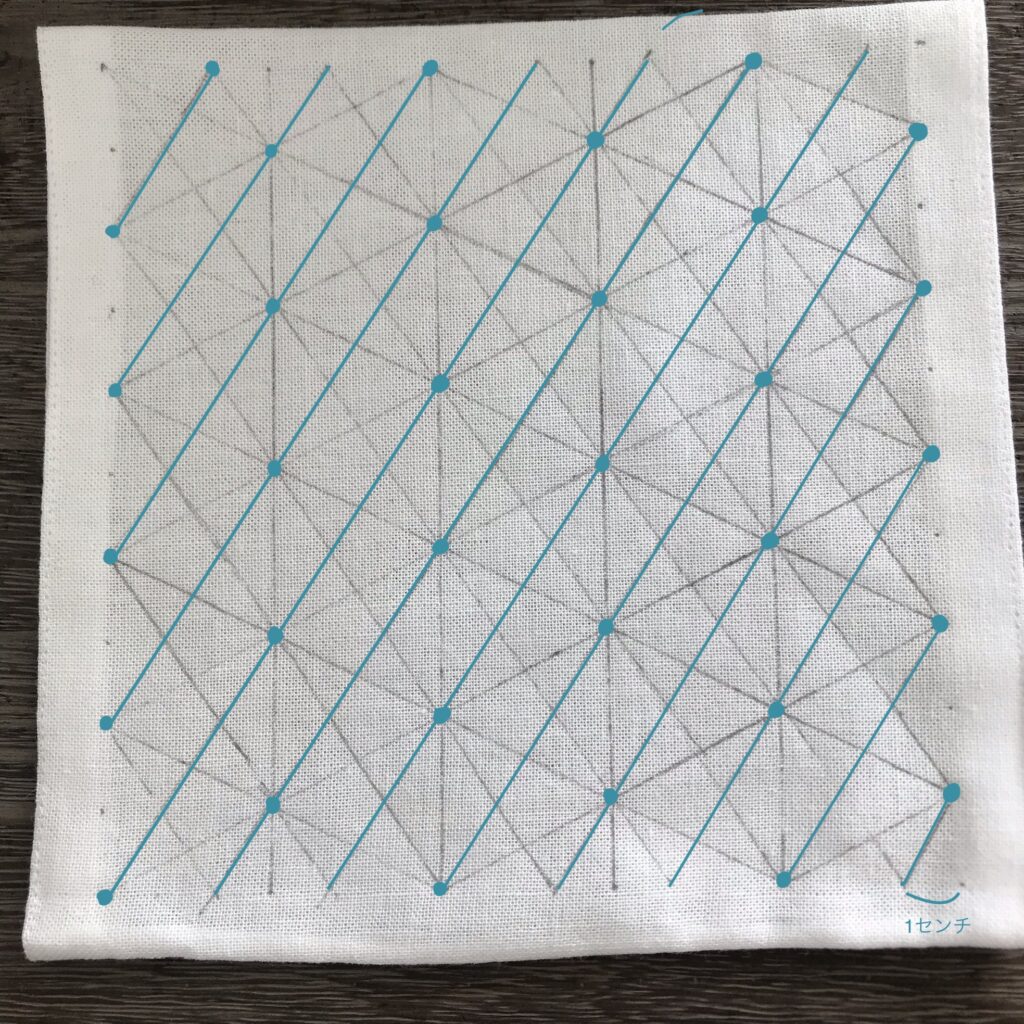 左下がり線の書き方の説明写真