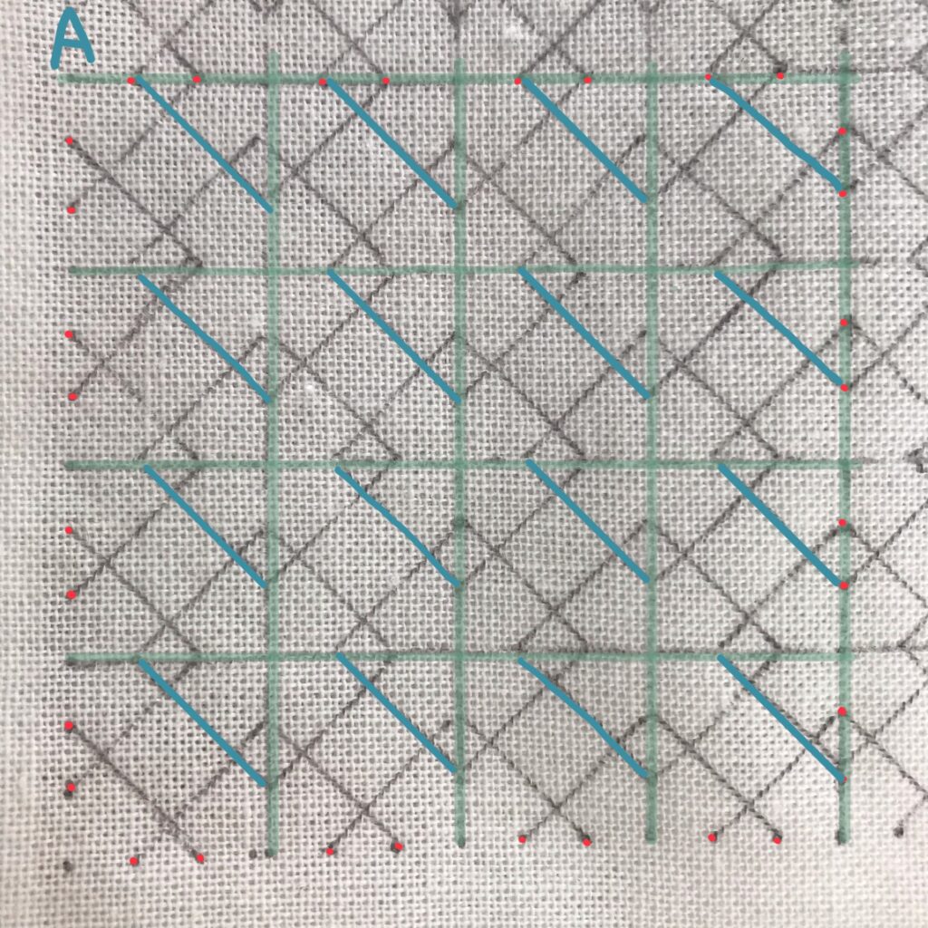 升の右上の斜めを水色に色付けした写真
