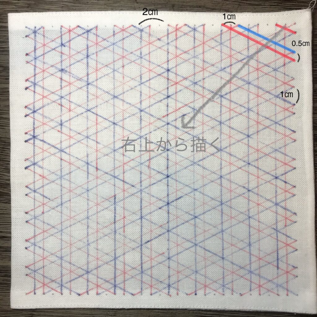 右下がり線の書き方の説明画像