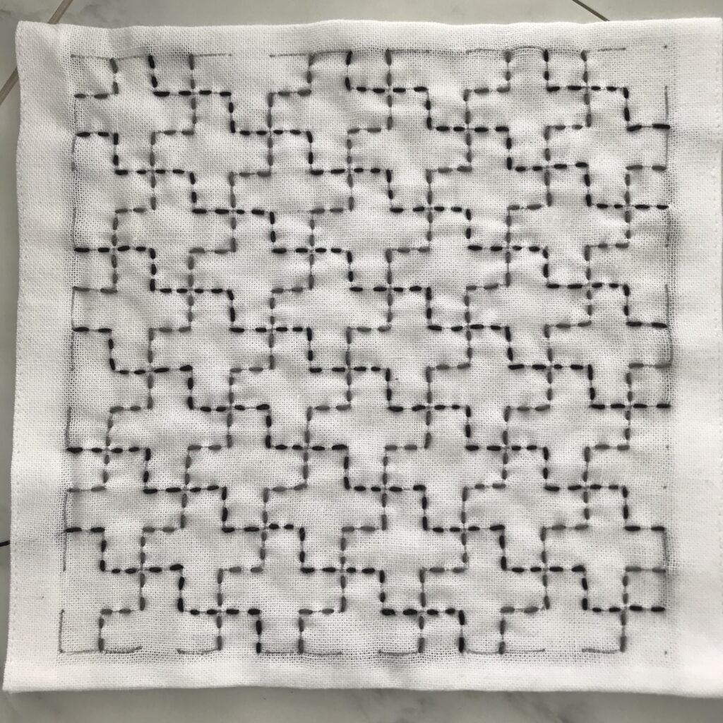 左下がりの段を刺した写真