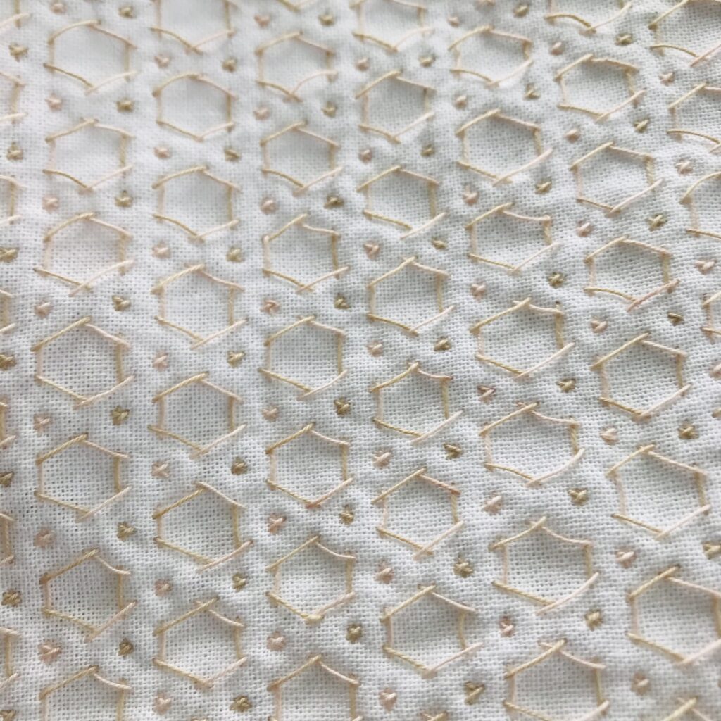 わたしが刺した小花刺しの裏側の写真