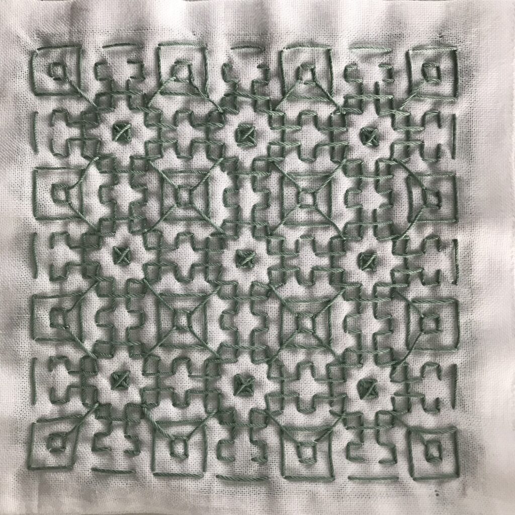 斜めを刺した裏側の写真