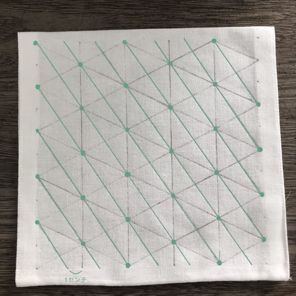 右下がり斜め線の書き方の説明写真