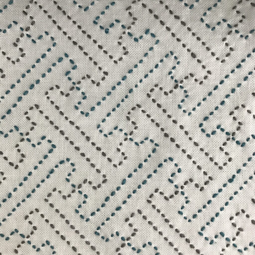 わたしが刺した紗綾形の刺し子図案の写真