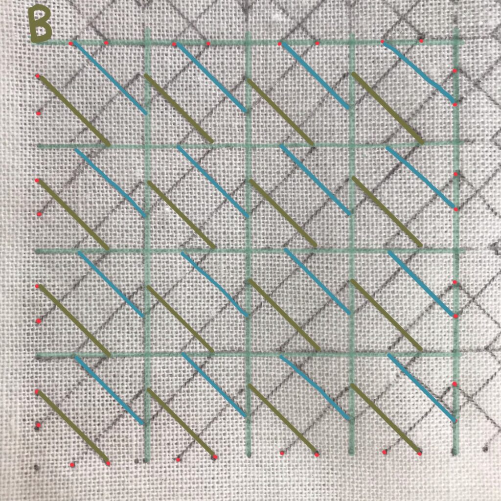 左下の斜め線をオリーブ色にした写真