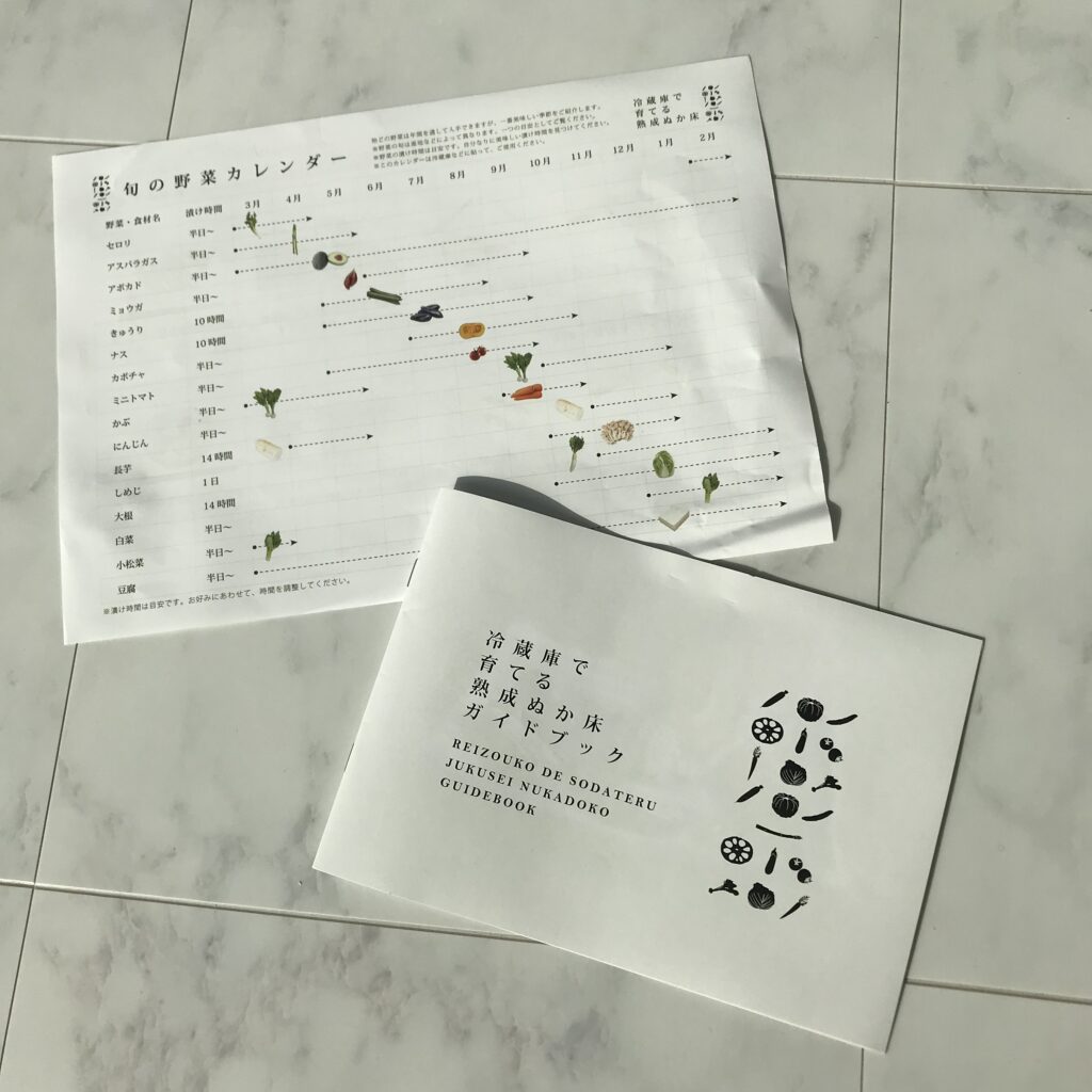 同封されている旬のお野菜カレンダーの写真