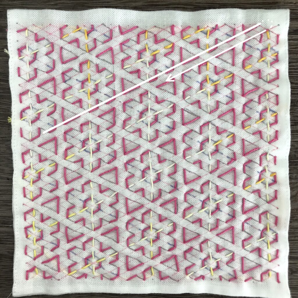 左下がり線を刺した写真