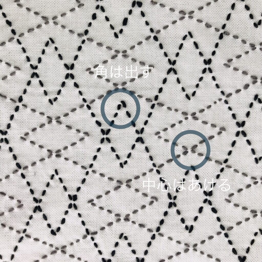 きれいに刺し子をみせる説明画像