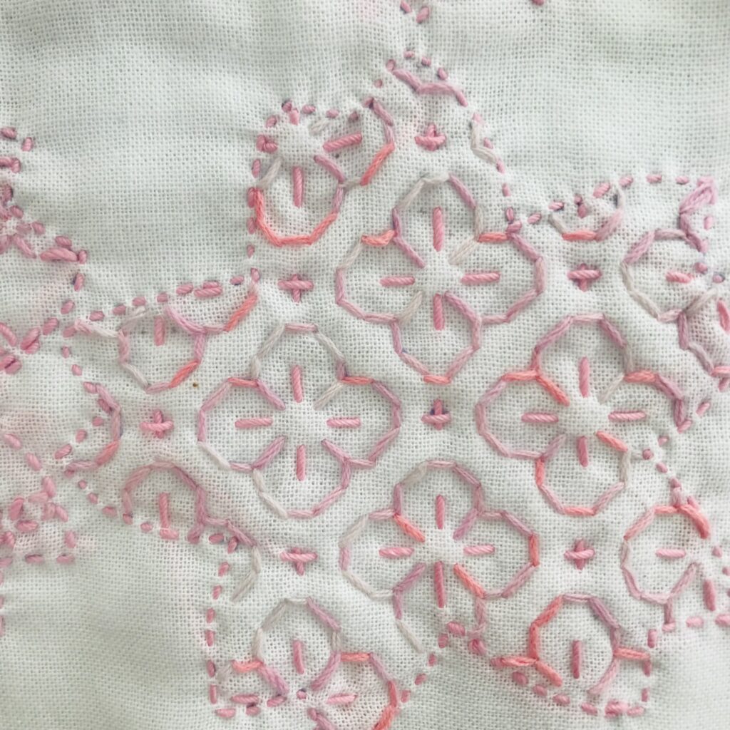 さくら模様を刺した写真