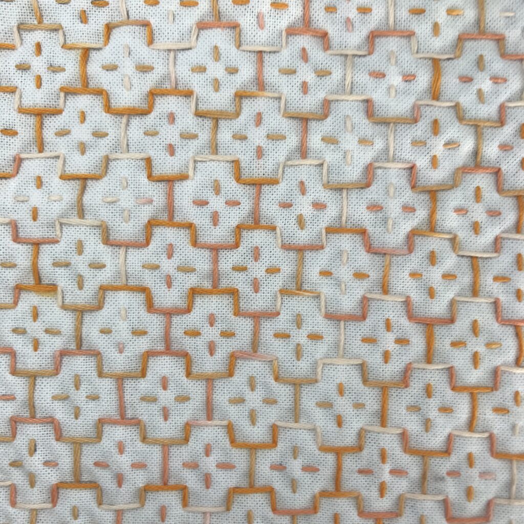 碁盤割り花刺しの写真