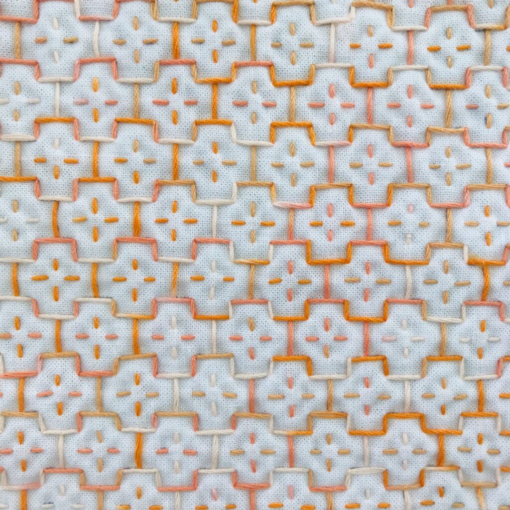 刺し子碁盤割り花刺しの画像