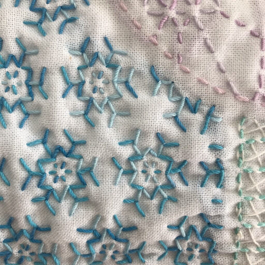 雪の結晶2を刺した写真