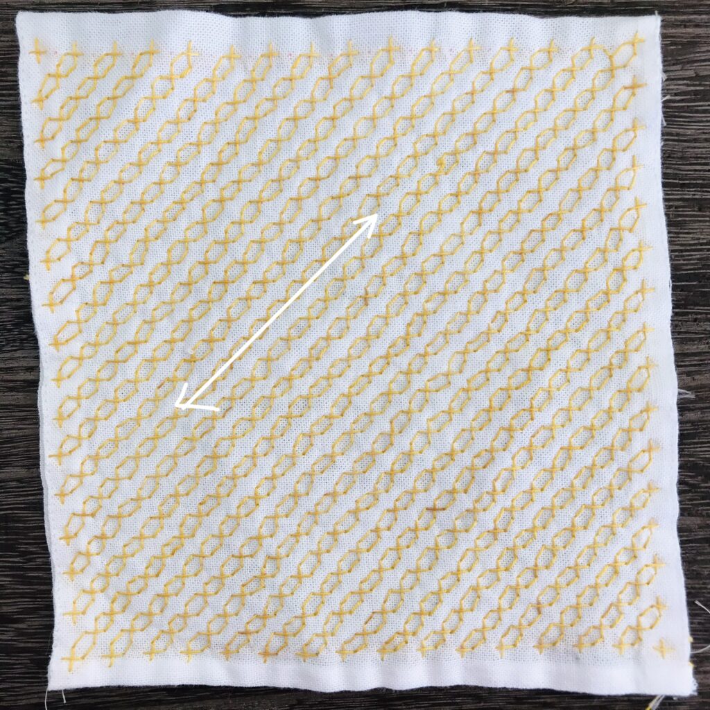 銭形刺しの斜めを刺した画像