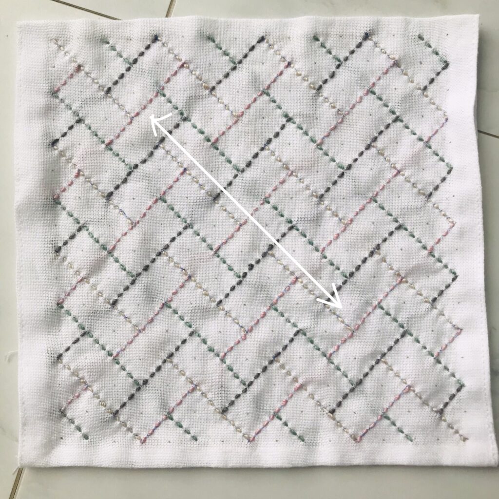 桧垣の右下がり斜めを刺した画像