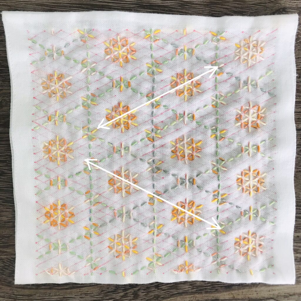 籠目アレンジの斜めを刺した画像