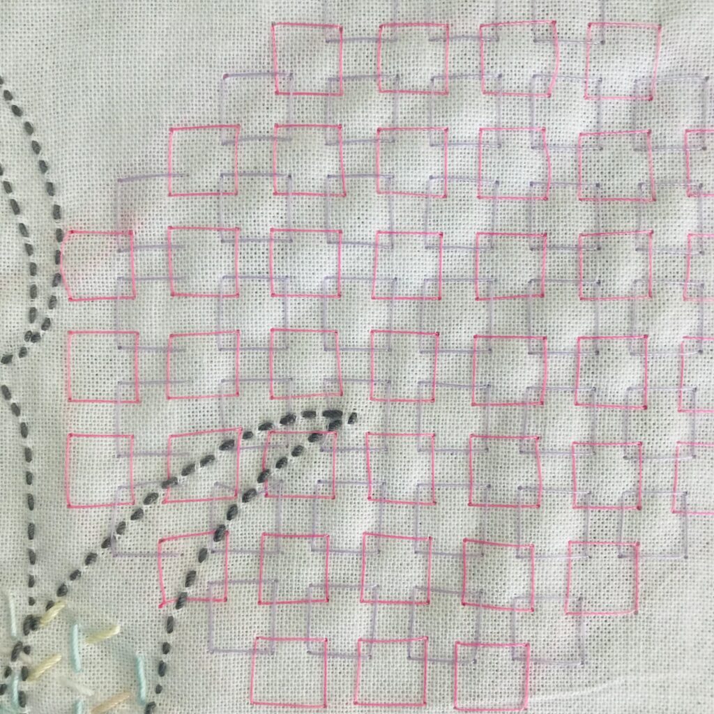 四角つなぎの刺し子画像