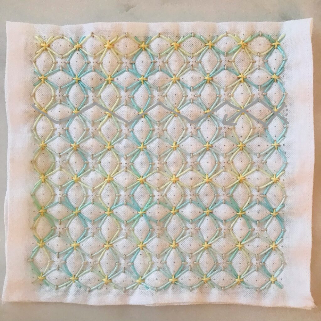 紫陽花刺しのくぐり刺し画像