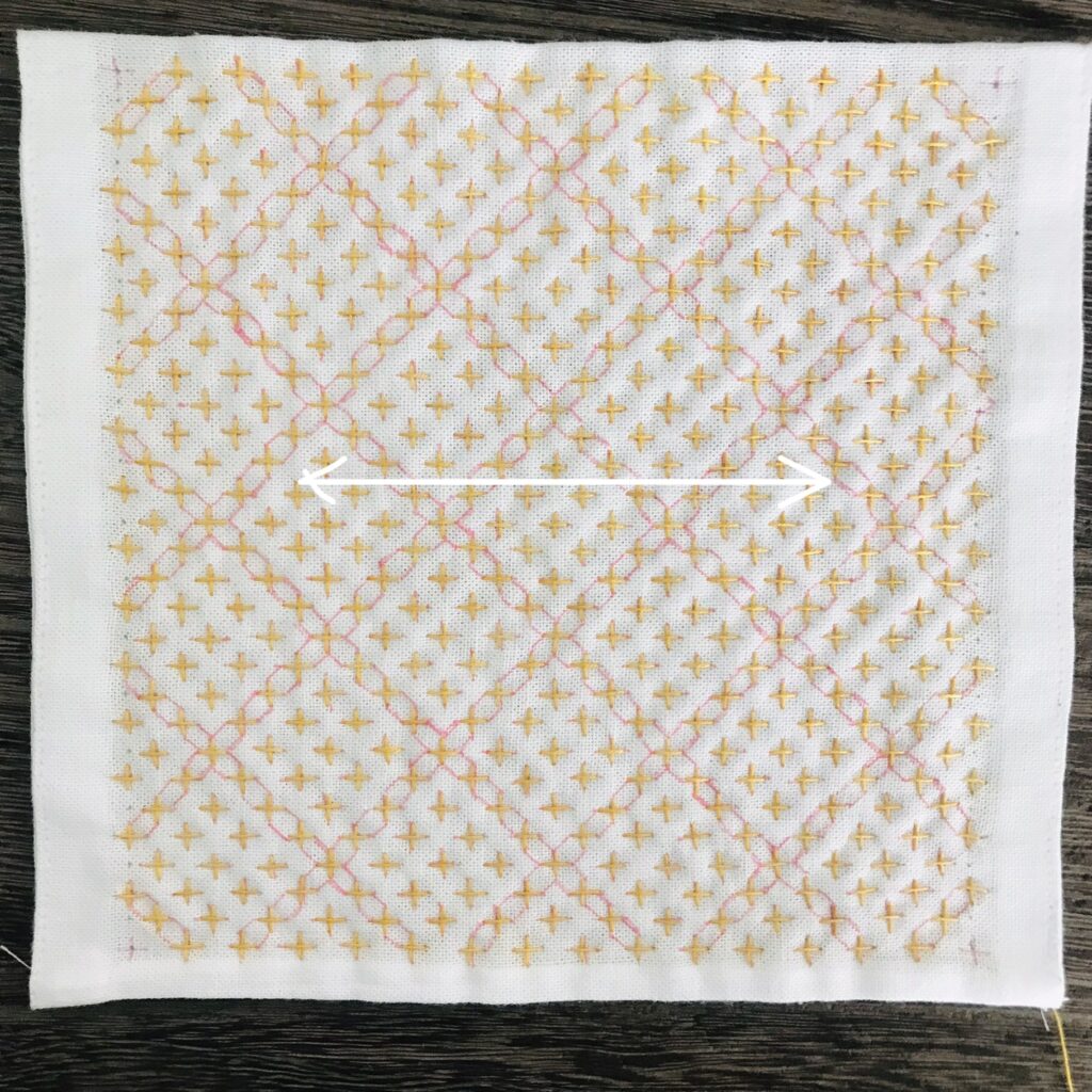 横刺しして十字が完成した画像