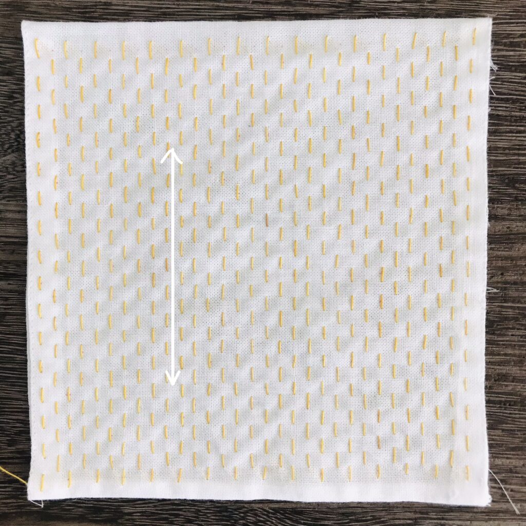 銭形刺しのたてを刺した画像