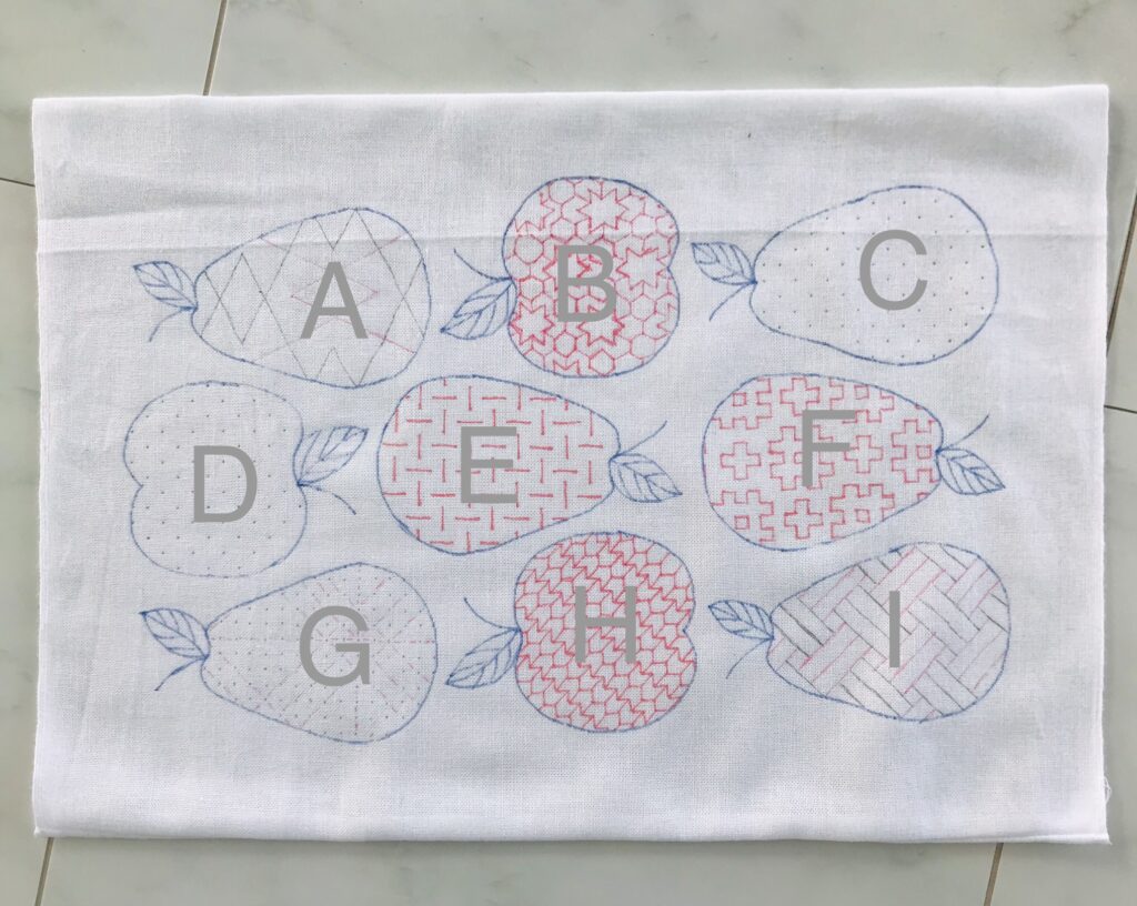 グリーンフルーツの寄せ模様の下書き写真