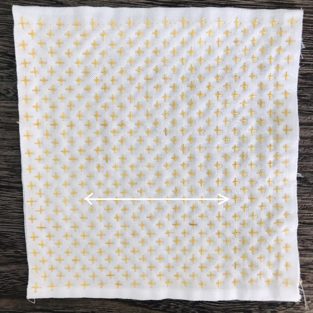 銭形刺しの横を刺した画像