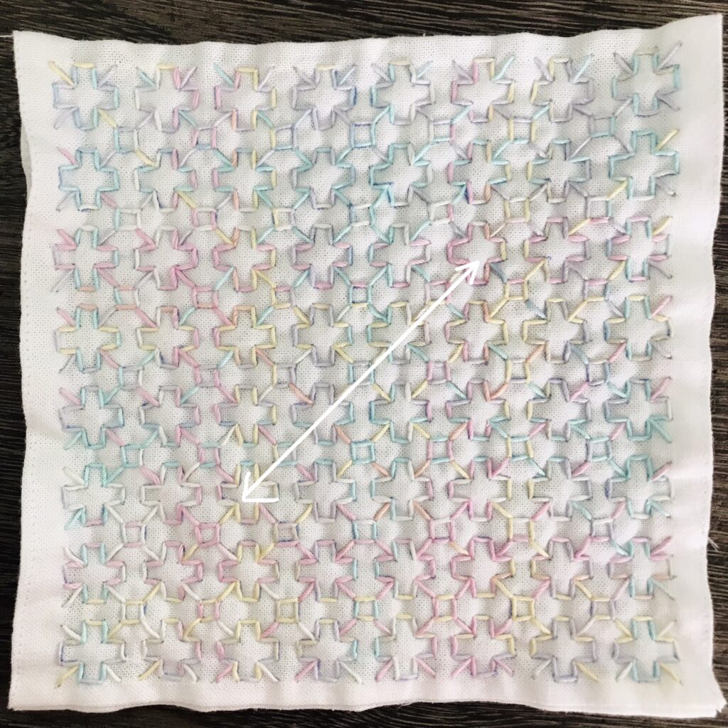 花十字の斜めを刺した画像