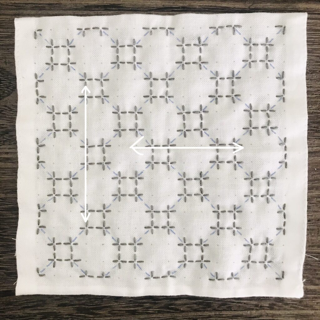 蜀江紋の縦と横を刺した画像