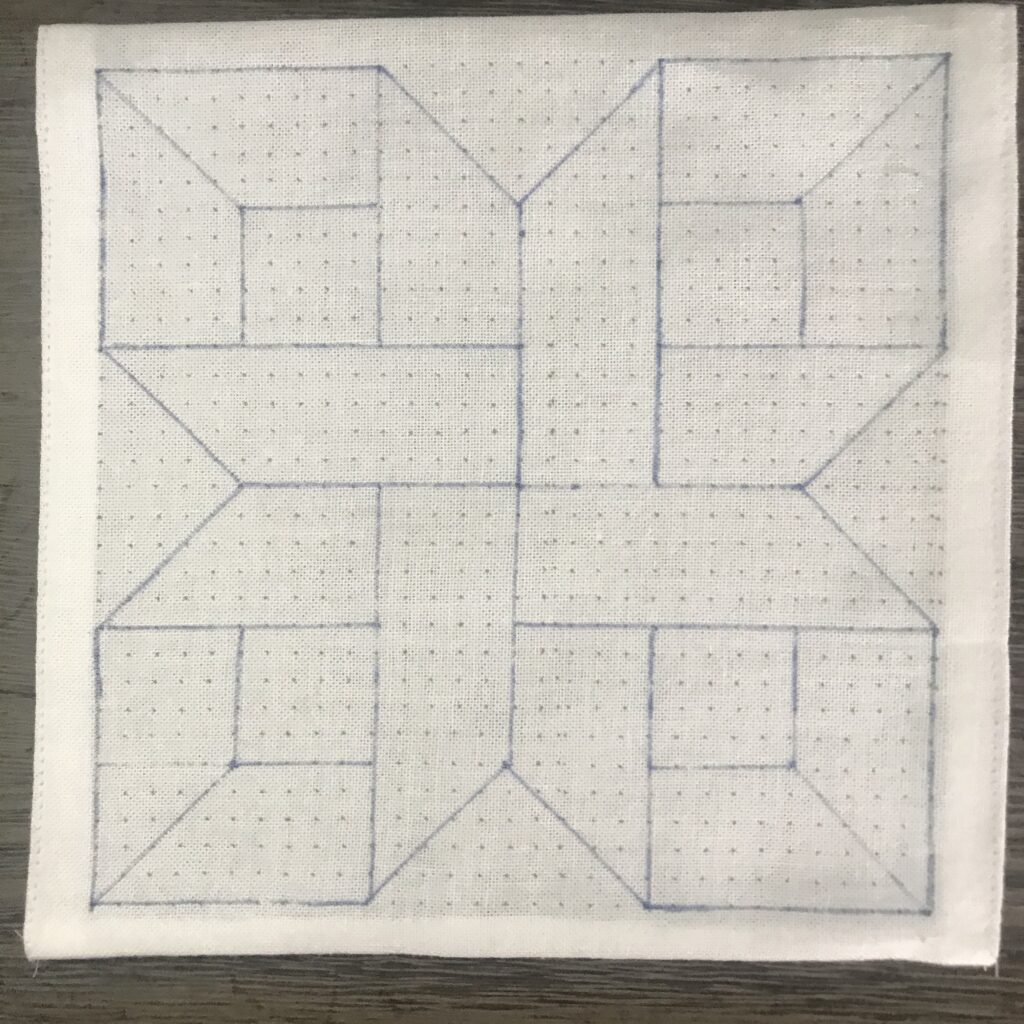 格子アレンジの輪郭をかいた画像