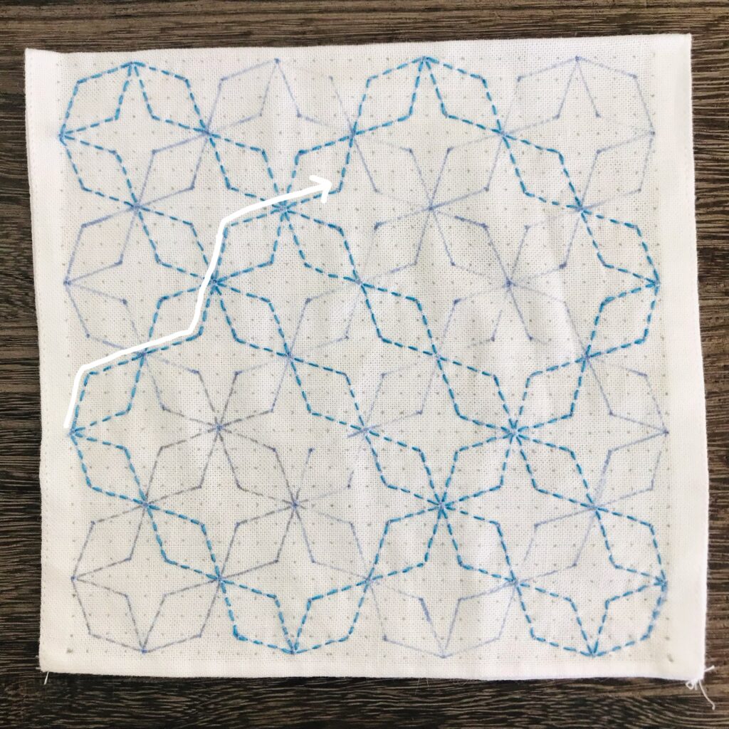 角七宝つなぎの刺す説明画像