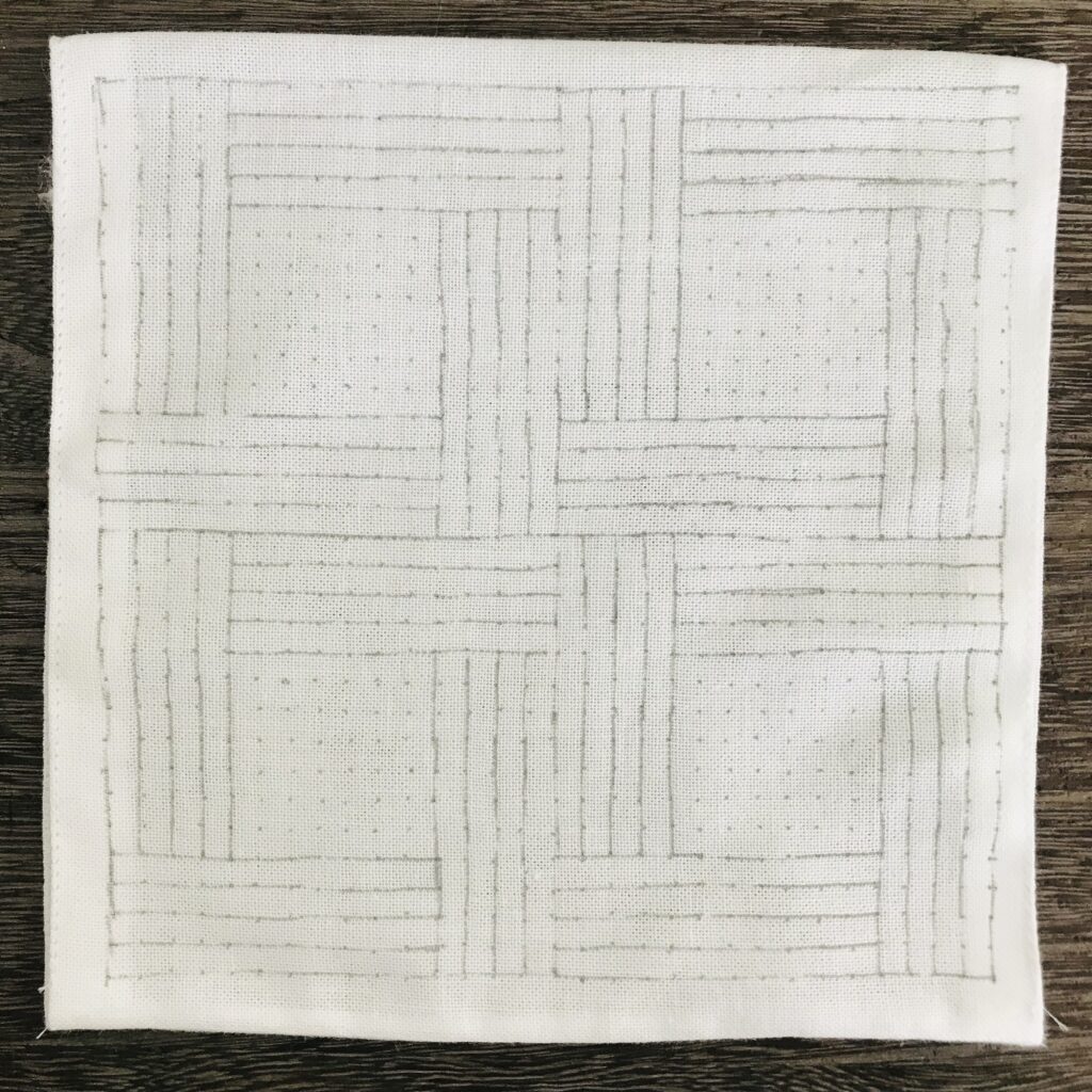 井桁格子模様の下書き画像