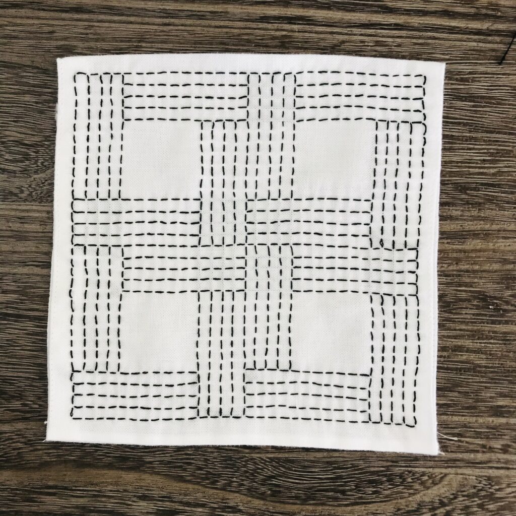 井桁格子模様の刺し子図案画像