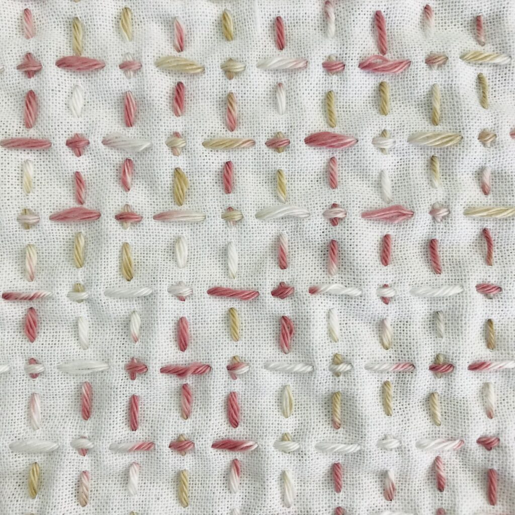 亀甲花の刺し子図案の裏側画像