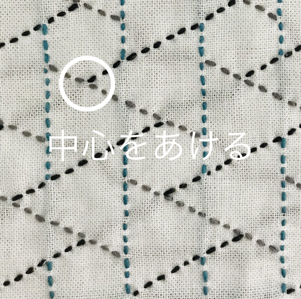 結び亀甲のきれいに刺すポイント画像