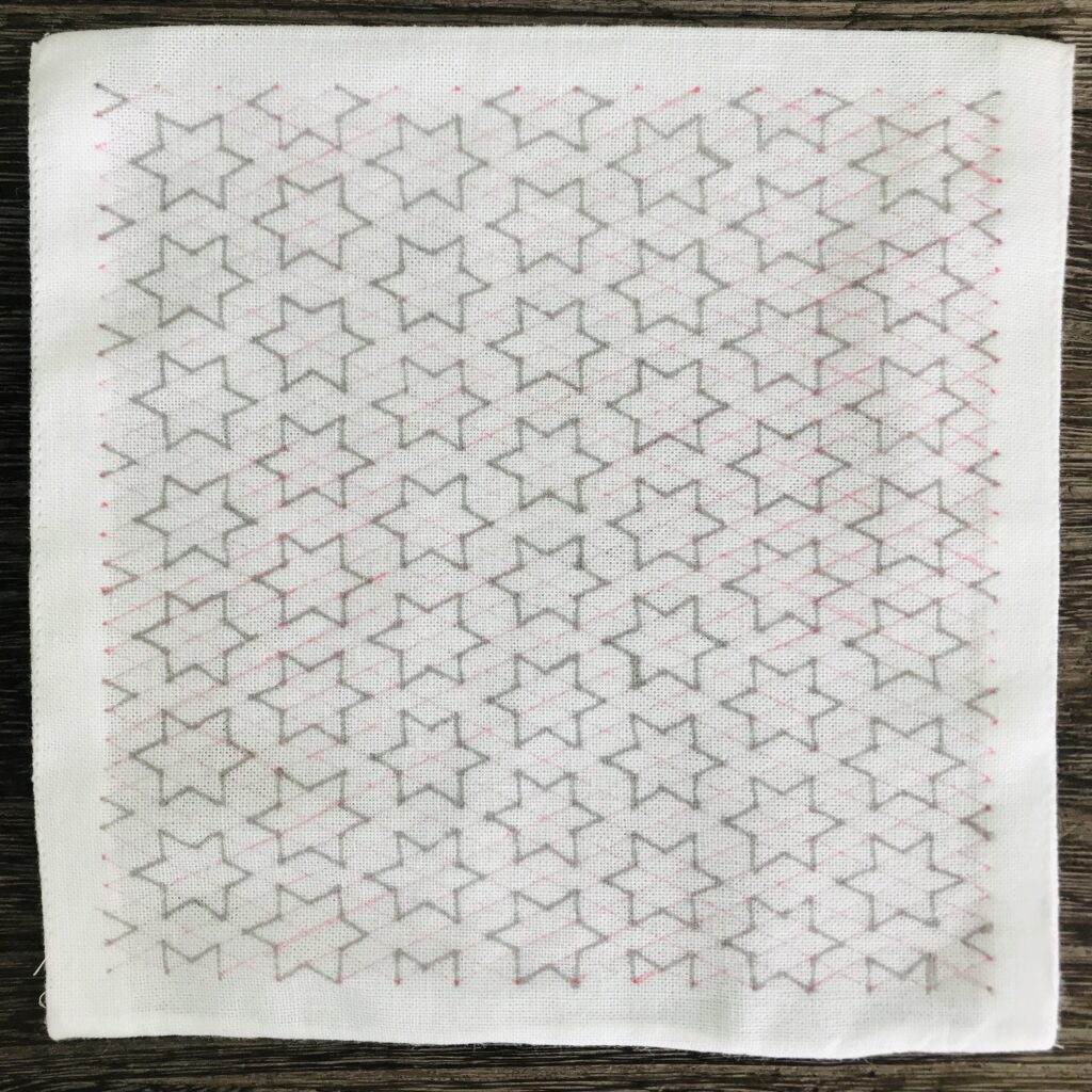 斜め方眼に星形六角形を描いた画像