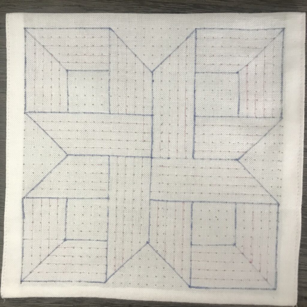 格子アレンジ模様の下書き画像