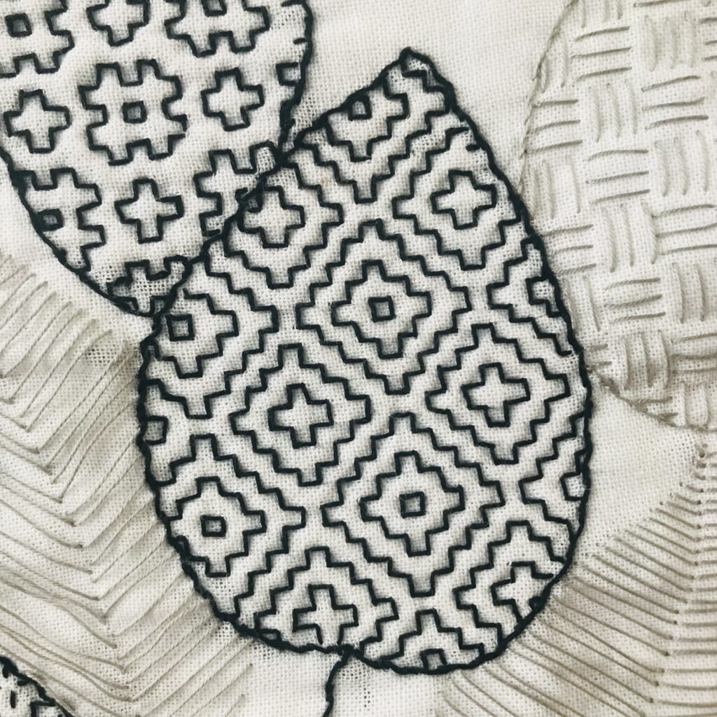 柿の花の刺し子画像