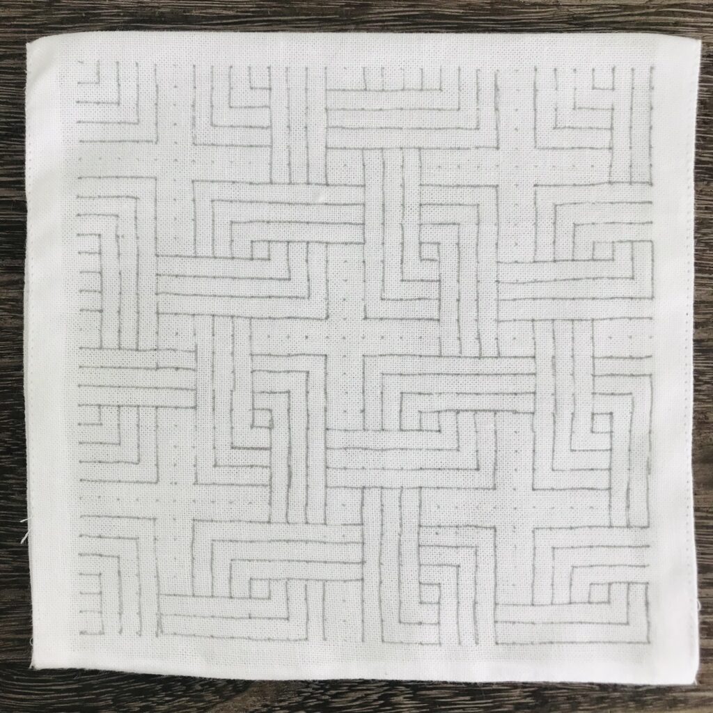 四角つなぎ格子模様の下書き画像