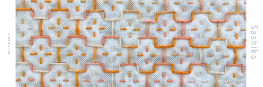 碁盤割り花の刺し子画像