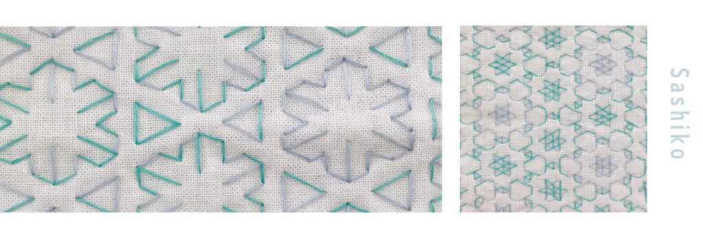 雪の結晶と三角の刺し子画像