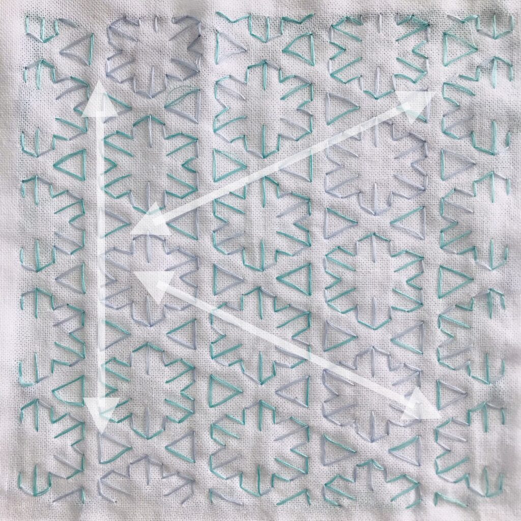 雪の結晶と三角の刺し方画像