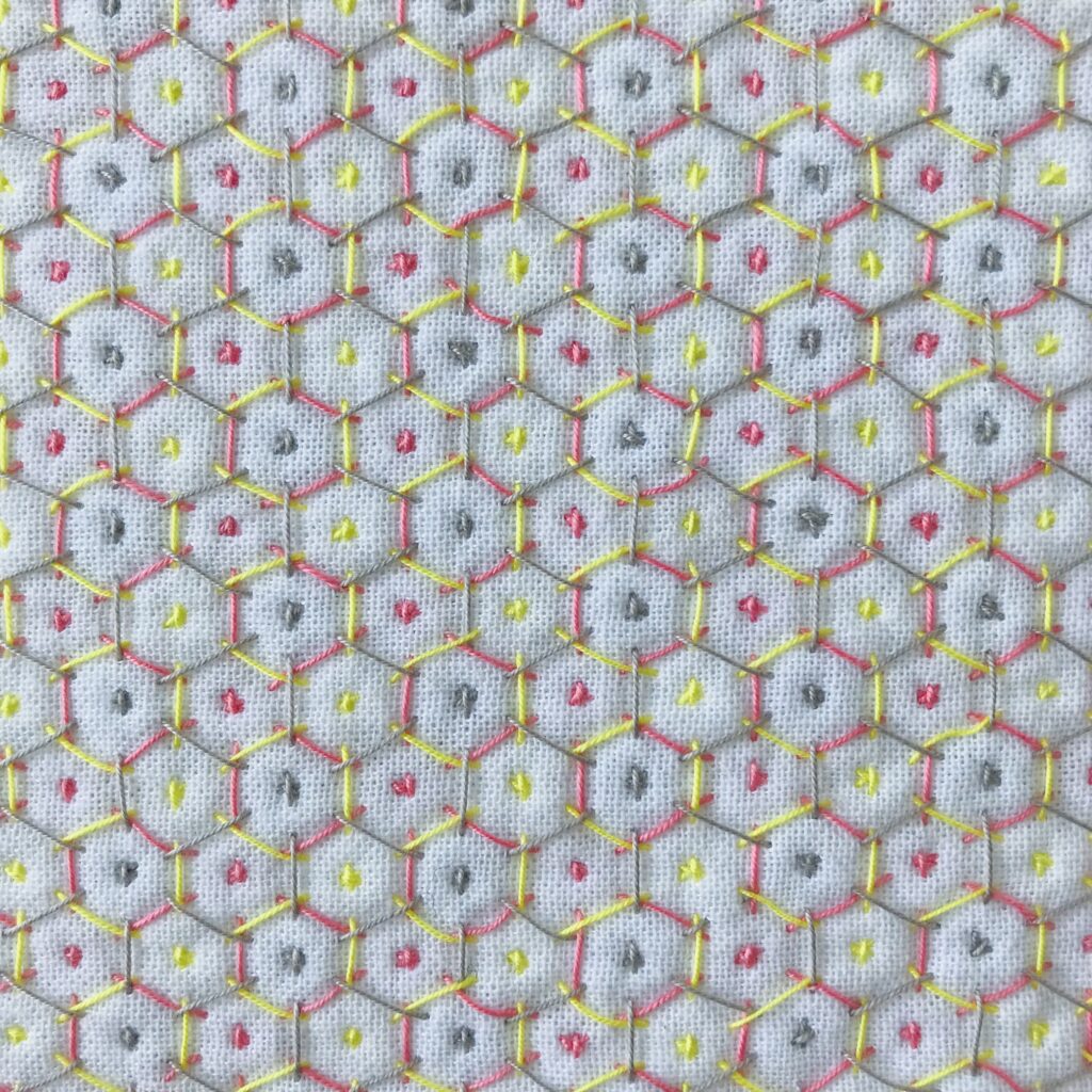 小花刺しの刺し子裏側画像