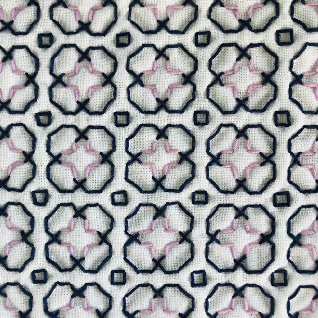 満開の朝顔の刺し子画像