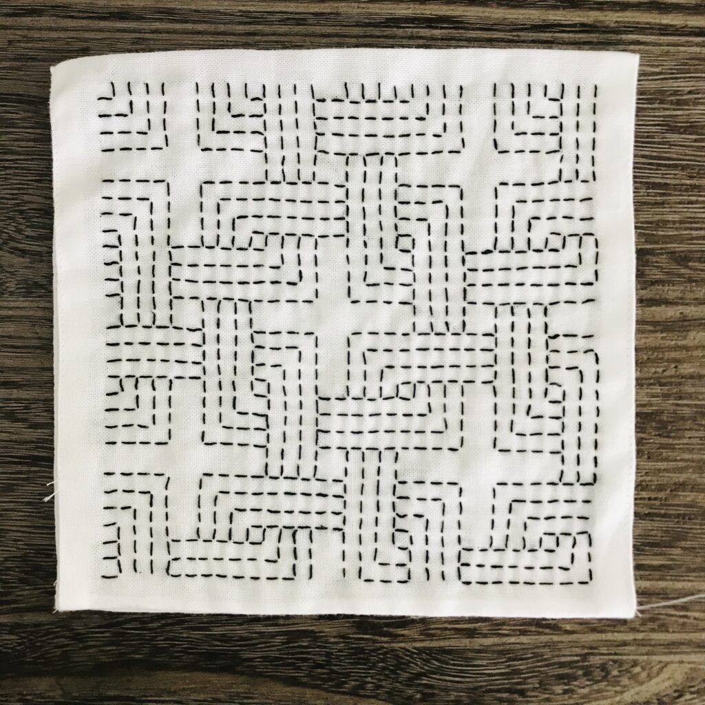 四角つなぎの格子模様刺し子図案画像