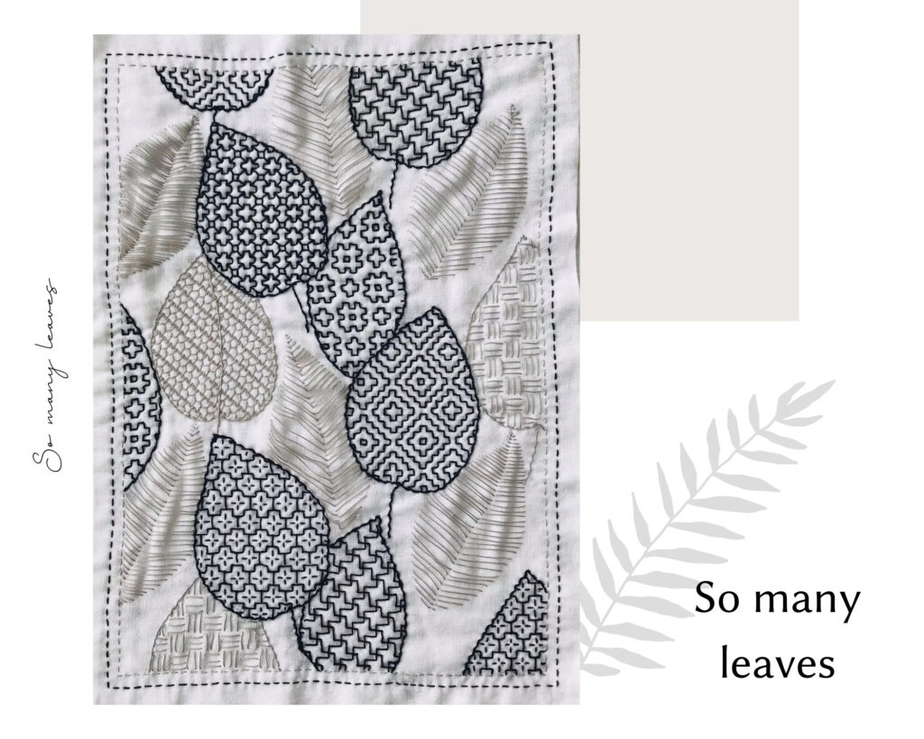 たくさんの葉の寄せ模様画像