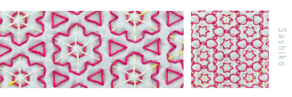 花模様と三角の刺し子画像