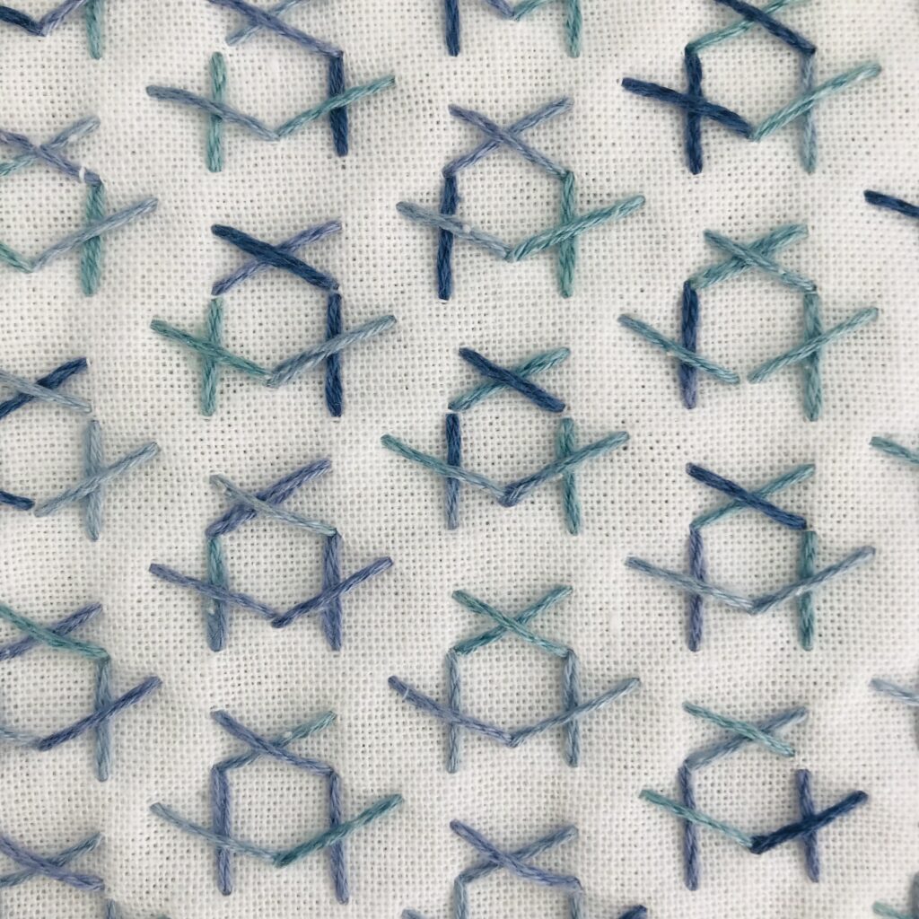 毘沙門亀甲の刺し子図案の裏側画像